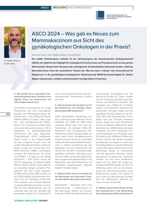 ASCO 2024 – Mammakarzinom aus Sicht des Gynäko-Onkologen