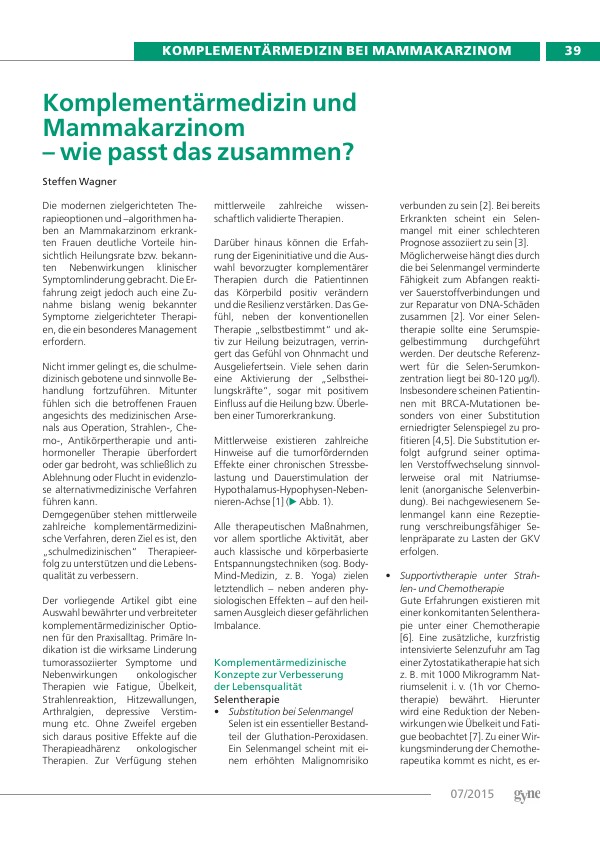 Komplementärmedizin und Mammakarzinom