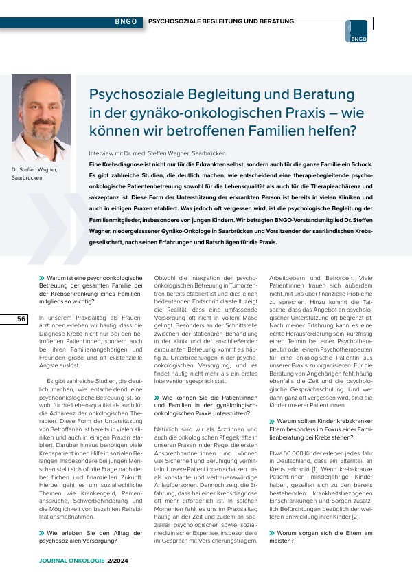 Psychosoziale Begleitung in der gynäko-onkologischen Praxis